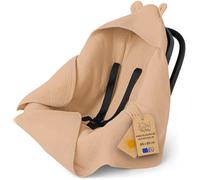 Swaddle blanket muslin baby 90x90 cm - footmuff for car seat or stroller ideal for newborns in warmer weather breathable and lightweight Oeko-Tex Beige