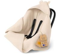 Swaddle blanket muslin baby 90x90 cm - footmuff for car seat or stroller ideal for newborns in warmer weather breathable and lightweight Oeko-Tex Light Beige