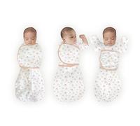 SwaddleDesigns Omni Baby Swaddle Bag with Wraparound Sleeves, Gloves Sleeves and Cuffs, Easy Transition Sleeping Bag, Watercolour Peach Pink, Floral, S, 0-3 Months