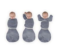 SwaddleDesigns Omni Swaddle Sack, 6 Way Baby Swaddle, Multiple Options to Calm Startle Reflex, Improve Sleep, Easy Baby Transition, Small 0-3 Months, Denim Heather