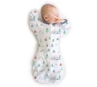 SwaddleDesigns Transitional Swaddle Sack, Baby Swaddles for Newborn with Arms Up Half-Length Sleeves & Mitten Cuffs, Sleep Sack Wearable Blanket, S (2.7-6.4 kg), 0-3 mo, Watercolor Mountains & Trees