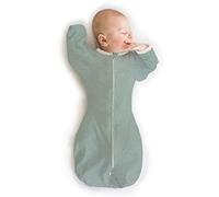 SwaddleDesigns Transitional Swaddle Sack, Baby Swaddles for Newborn with Arms Up Half-Length Sleeves & Mitten Cuffs, Sleep Sack Wearable Blanket, M (6.4-9.5 kg), 3-6 months, Heathered Jadeite