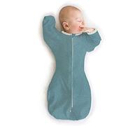SwaddleDesigns Transitional Swaddle Sack, Baby Swaddles for Newborn with Arms Up Half-Length Sleeves & Mitten Cuffs, Sleep Sack Wearable Blanket, M (6.4-9.5 kg), 3-6 months, Heathered Teal