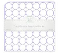 SwaddleDesigns Ultimate Winter Swaddle, X-Large Receiving Blanket, Made in USA, Premium Cotton Flannel, Mod Circles, Lavender (Mom's Choice Award Winner)