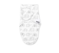 SwaddleMe by Ingenuity Monogram Collection Baby Swaddle, 100% Cotton, Improves Sleep & Calms Startle Reflex, 0-3 Months, Pocket Fold Design for Easy Changes, 1.0 TOG, 1-Pack - Scribble Elephant