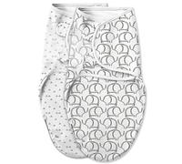 SwaddleMe Luxe Easy Change Swaddle, Ellie Elephant/Triangle Grey, Small/Medium (0-3 Months)