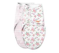 SwaddleMe Original Swaddle Luxe Edition with Easy Change Zipper 2-pk, Watercolor Floral, Small (0-3 Months, 7-14 lbs)