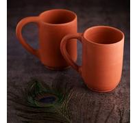 SWADESHI BLESSINGS Exklusive Reihe, unglasiert, handgefertigt, 2 Stück, Erdbecher für Milch, Tee, Kaffee, Mitti Ke Becher, ayurvedischer Artikel (mit Spiegel-Finish) + Asche zur Reinigung (je 400 ml)