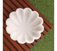 SWADESHI BLESSINGS Handcrafted Marble Decorative Bowl | White Ruffle Scalloped Fluted Key/Fruit Ring Dish | Organic Modern Home Decor (6 Inches)