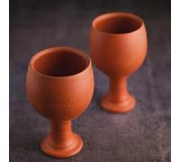 SWADESHI BLESSINGS HandMade Royal Unglazed Clay Goblet Set Of2, 200ml Each