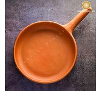SWADESHI BLESSINGS Unglazed Clay Frying Pan/Earthen Wok/Clay Skillet, 10 Inches Exclusive Range/Curry Sauce Pan/Griddle/Spider Fry Pan