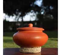 Swadeshi Blessings Unglazed Clay Pot for Cooking with Lid/Clay Cooking Pot/Earthen Pot/Clay Handi/Earthen Kadai/Curry, Biryani Pots & FREE ASH For Cleaning (5 Litres)