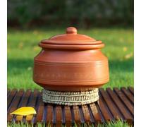Swadeshi Blessings Unglazed Clay Pot for Cooking with Lid/Lead Free Clay Cooking Pot/Earthen Pot/Clay Handi/Earthen Kadai/Curry, Biryani Pots & Free ASH for Cleaning (4 Liters)
