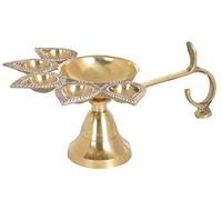Swadeshi Desire™ Akhand Panchaarti Deep with Handle Spport for Aarti/Brass/5 Face for Puja/Oil Lamps for Mandir, Home Temple, Festival & Gifting