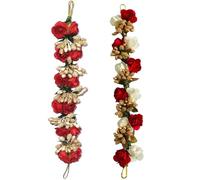 Swadeshi Desire Artificial Flower Gajra Bun Juda Maker Flower Gajra Hair Accessories|Pack-02,Color-White & Red