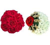 Swadeshi Desire Artificial Flower Juda/Gajra For Women/Girls,(Pack of-02,Color-Red And White)