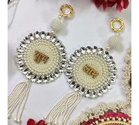 Swadeshi Desire™Beautiful Handmade Pearl & Stone Work Shubh Labh Hanging Wall, Best for Home Décor (Set of 1)