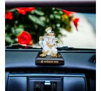 Swadeshi Desire Divine Gold-Plated Ganesh Idol - Perfect God Murti for Car Dashboards and Home Decor(3 Inches)
