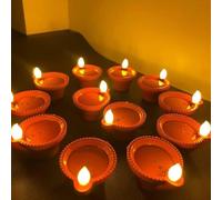 Swadeshi Desire™ Diyas/Deepak Decoration diyas for Diwali,Home,Office,Temple/Water Sensor Led Light/Pack of 6/Brown Colour