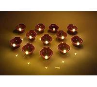 Swadeshi Desire™ Diyas/Deepak Decoration diyas for Diwali,Home,Office,Temple/Water Sensor Led Light/Pack of 12/Brown Colour