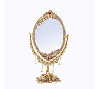 Swadeshi Desire Double Side Table Mirror Gold Plated for Gift Love one Festival Gift Perfect for Birthday, Anniversary Wedding (Floor Mount, Oval, Unframed)