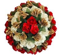 Swadeshi Desire Fabric Hair Bun Gajra Flower Artificial Juda Accessories for Women in White And Red Color, Multicolor Pack of 1