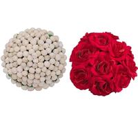 Swadeshi Desire Flower Gajra Combo for Wedding and Parties (Red&White) Color Pack of 2