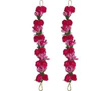Swadeshi Desire Hair Flower Bun Artificial Gajra Scrunchies Rubber Band Color-Rani Pink, Pack-02