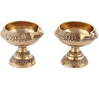 Swadeshi Desire™ Hand-Engraved Patterns Brass Table Diya|Kuber Pure Brass| Decoration Items(Pack of 2)
