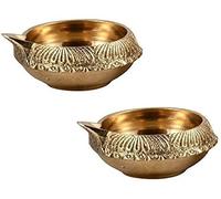 Swadeshi Desire™ Hand-EngravedKuber Diya Patterns Brass Table Dia|Decoration Items Deep for Puja Room & Office Decor, Living Room,Diwali(Pack of 2)