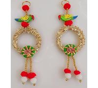 Swadeshi Desire™Handmade Shubh Labh Parrot Indian Art Hanging, Best for Home Decor (Pack of 2)(Red)