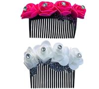 Swadeshi Desire Jooda Pin Hair Accessories With Flower | Flower Comb For Women And Girls Pack of 02 Color-Pink&White