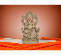 Swadeshi Desire Mitti Ganesh Idol | Eco-Friendly Handcrafted Mud/Clay Ganesh Lotus Murti | Biodegradable Ganesha Statue for Visarjan | Perfect for Ganesh Chaturthi (6.5x3.5 Inches)