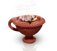 Swadeshi Desire Natural Clay Desi Handmade Dhoop Loban Dani/Dhuni Burner Holder/Pot Stand for Puja/Hawan/Dhuni (Shop/Office/Room/Gardan etc.) (4 Inch Size 100% Pure Mitti)