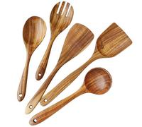 Swadeshi Desire™ Natural Teak Wooden Cooking Utensils Set for Nonstick Cookware, Sturdy Eco-Friendly and Healthy Wooden Spatula for Cooking/Wood Kitchen Utensils(Set 5 Piece)