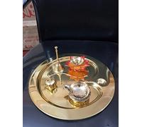 Swadeshi Desire™ OM Puja Thali Set with Religious Spritual Item for Puja/Brass