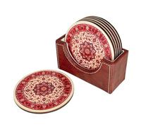 Swadeshi Desire™ Persian Floral Medallion Design Wooden Tea Coaster (Set of 6) Elegant Gift for Any Occasion/Corporate or Ideal for Gifting