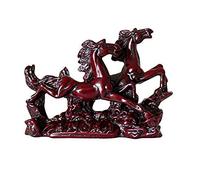 Swadeshi Desire Polyresin Victory Galloping Red Running Horses Pair Figurine for Positive Energy Vibrations (Red, 5.5 in X 4 in X 2.5 in)