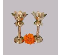 Swadeshi Desire™ Pure Kamal Brass Table Diya Set(Pack of 2)