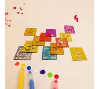 Swadeshi Desire™ Rangoli Stencil Set of 12, Diwali Decoration Items, Rangoli Making Tools Kit Stencils