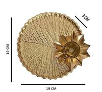 Swadeshi Desire™ Round Aarti Pooja Thali |Lotus Rakhi Tray|Brass Diya|Metal Thaali