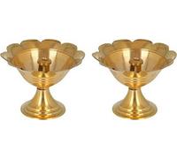 Swadeshi Desire™ Small Brass Diwali Kuber devdas Plain Deepak Diya Oil Lamp for Puja Pack 2
