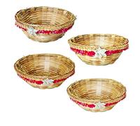 Swadeshi Desire Small Decorative Bamboo Basket|Dry-Fruit/Shagun Laddo keeping packing 5” Diameter(Pack of 4) Multicolour Multiuses Basket/Tokri
