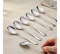 Swadeshi Desire™ Stainless Steel Spoons/Dinner Spoon/Silverware for Home & Kitchen/Mirror Polished/Set of 12 Silver Spoons with Round Edge