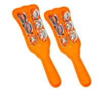 Swadeshi Desire™Three line Music Instrument for kirtan, Bhajan, Mandir aarti Plastic Majira, Color :- Orange and Orange, Pack of 2