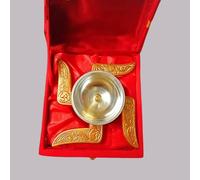 Swadeshi Desire™ Traditional Swastik Diya with Velvet Box |Brass|Pooja Articles and Pooja Items for Home Temple|Height:2 inch