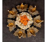 Swadeshi Desire™ Urli Bowl with Lotus Tealight Holders for Home Diwali Floating Flower Table Pooja Decorative