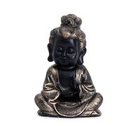 Swadeshi Desire™We craft your imagination. Buddha Monk Statue, Premium Black Gold Antique Finish Baby Monk Showpiece, Meditating Monk Buddha, Shaolin Monk Statue | (8" Tall Monk Figure)