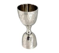 Swadeshi Desire™ Wine Stoppers & Pourers Brass Peg Measure |Silver with Pure Brass Shot Glass,Peg Measure Cup with Alluring Engraving(30 ML, 60 ML)