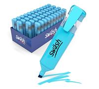 Swäsh HLP48BU Premium Highlighter Pens for Schools and Students - Wedge Tip - Neon Blue (48 Pack of Markers)